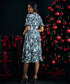 Puffed Sleeve Printed Chiffon Dress